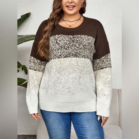 Plus Size Round Neck Long Sleeve Printed Sweater - Picture 4 of 6